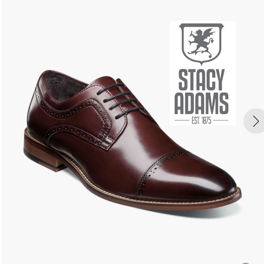 Stacy Adams Dickinson Cap-Toe Oxford Dress Shoes Burgundy Size 13 M